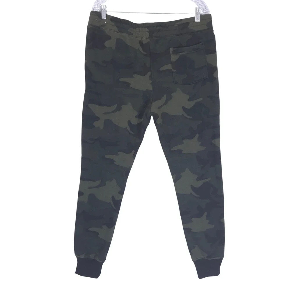 Hollister Camo Fleece Joggers Mens L Sweatpants Green Drawstring Logo Comfy